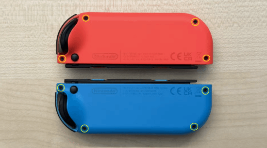 红蓝配色新版Switch Joy-Con手柄背面展示