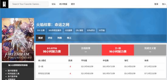 HowLongToBeat火焰纹章万缕千丝时长数据